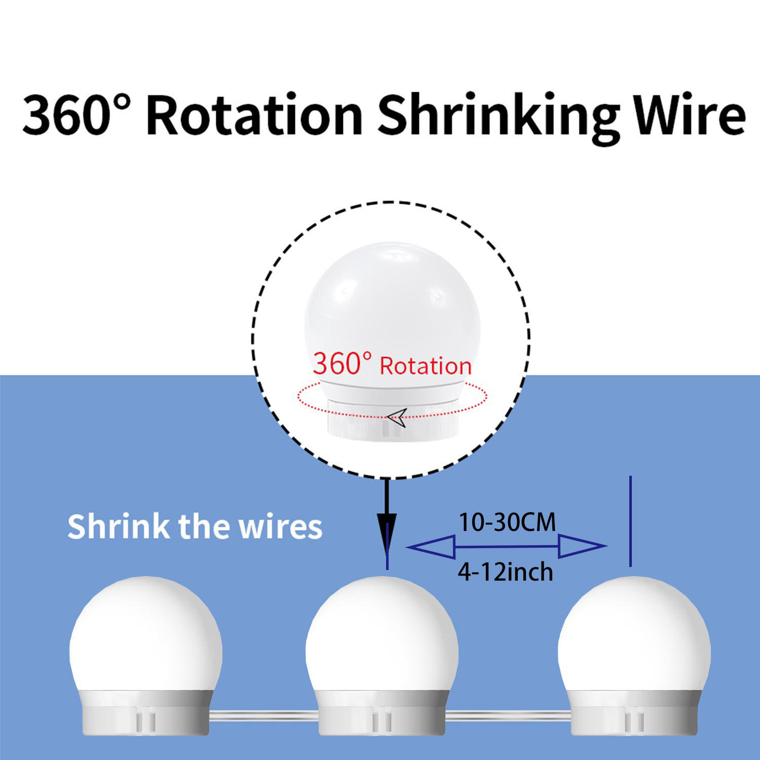 Hollywood makeup mirror bulb mirror light LED bulb RGB colorful mirror headlight USB DIY rotating take-up