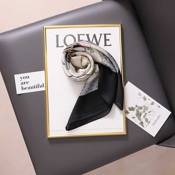 Korean style good texture new vintage sunscreen small silk scarf professional all-match small square scarf women's decorative scarf hair band