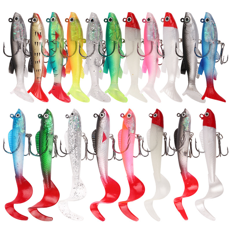 Factory wholesale new lead fish lure roll tail 9g lure soft bait t tail lead head fish 12g luminous bait
