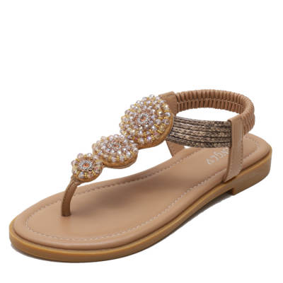 European and American Summer Large Size Sandals Women's Bohemian Rome Flat Fairy Style Seaside Holiday Beach Shoes 870-16