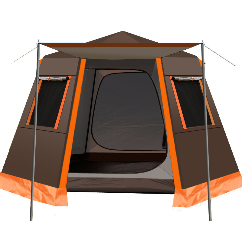 Outdoor full-automatic tent 5-8 people camping 3-4 people rainproof thickened hexagonal aluminum pole outdoor camping double-layer camping
