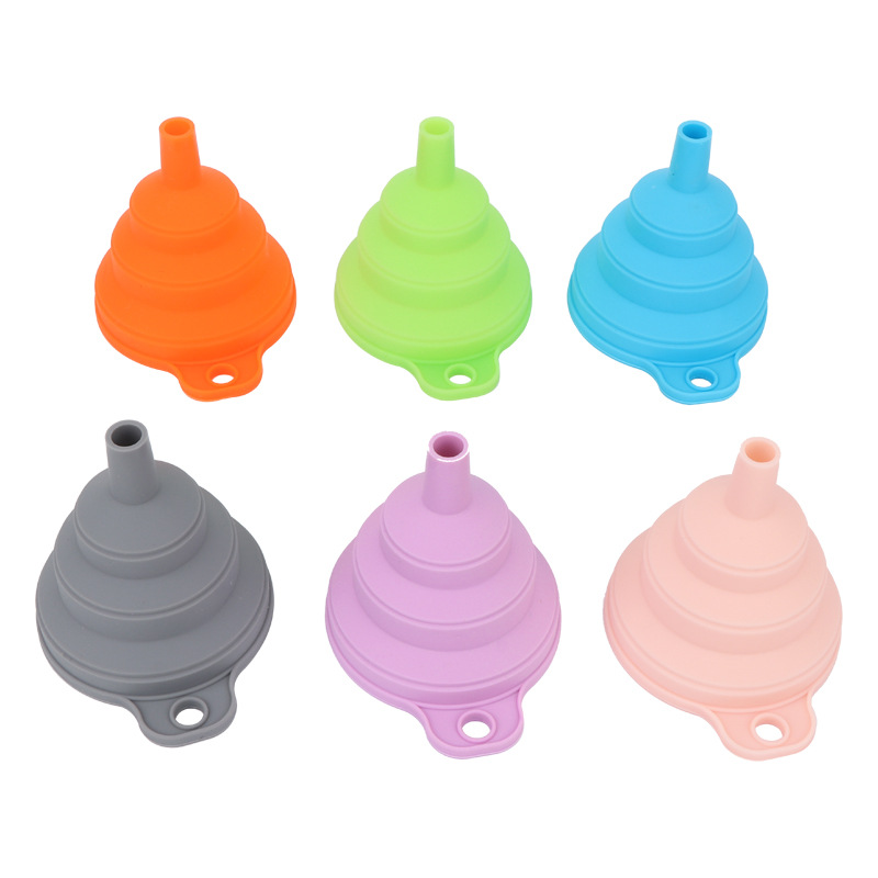 Food grade silicone foldable funnel small mini portable kitchen oil leak silicone funnel set manufacturers can set