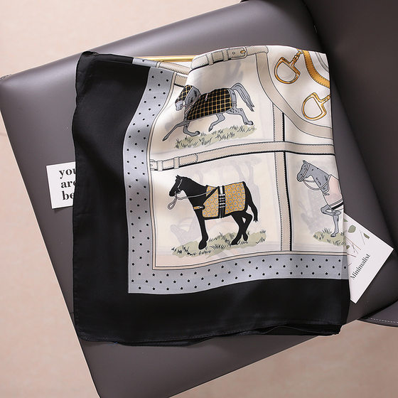 Korean style good texture new vintage sunscreen small silk scarf professional all-match small square scarf women's decorative scarf hair band