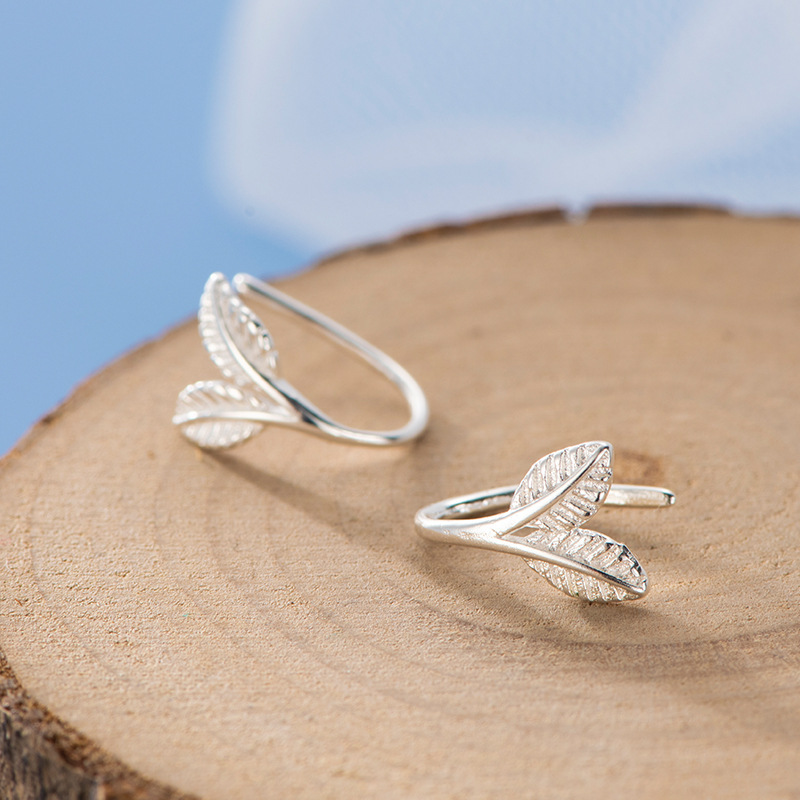 Leaf Earrings Female Original Niche Design Fresh Leaves Sprouting Ear Hanging Mori Simple Korean Style Student Earrings