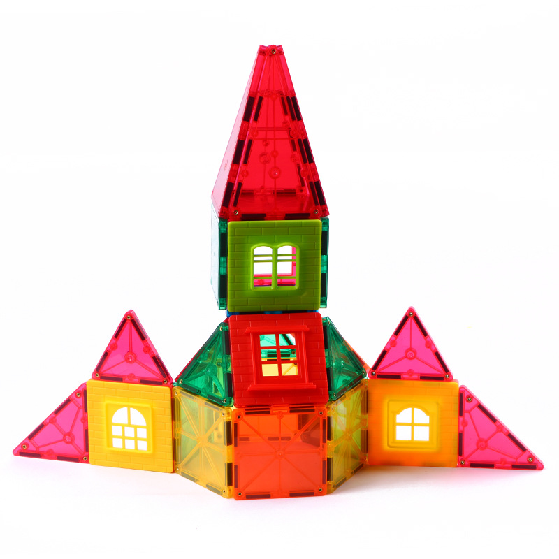 Factory direct supply color window magnetic piece scattered piece magnetic building block construction piece children's educational toys magnetic piece wholesale