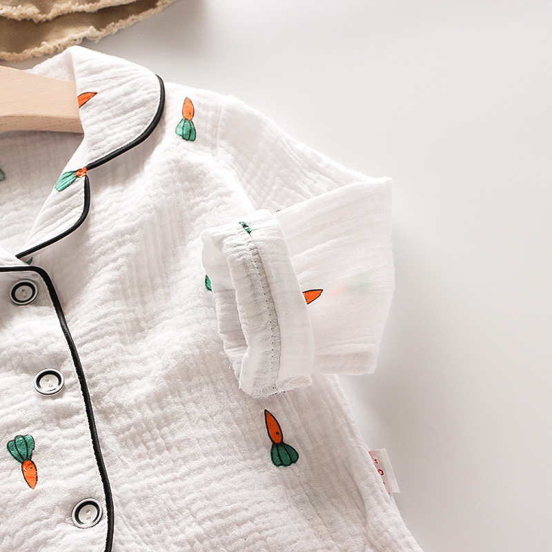 Factory Goods-CA56 Mufu Rui Children's Wear Early Autumn Long Korean Style Home Wear Pajamas Breathable Men's and Women's Suit Tide