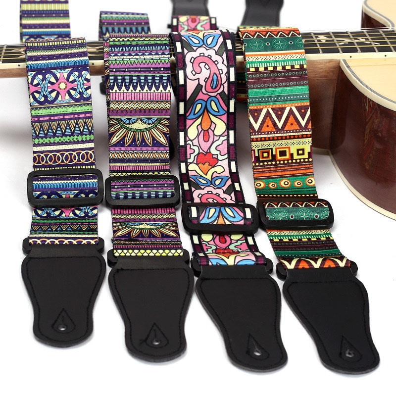 Guitar Widened Strap Folk Acoustic Guitar Strap Ukulele Painted Shoulder Strap Polyester Printed Strap Wholesale