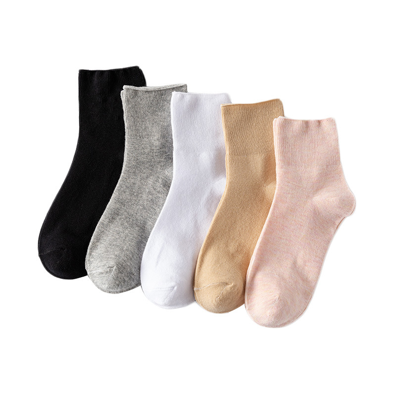 2024 autumn and winter new women's socks Joker breathable loose health cotton socks ladies solid color tube socks