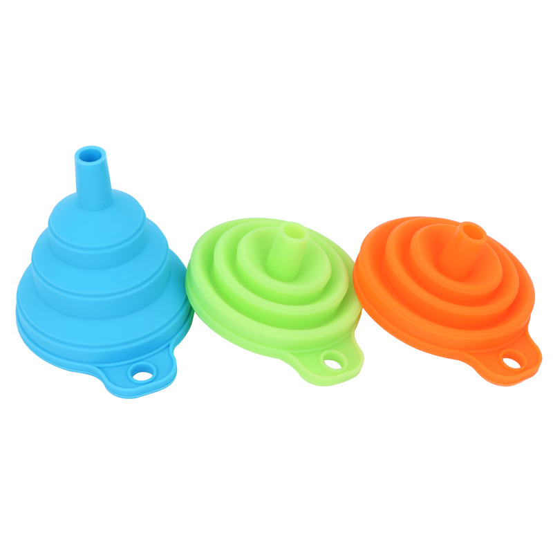 Food grade silicone foldable funnel small mini portable kitchen oil leak silicone funnel set manufacturers can set
