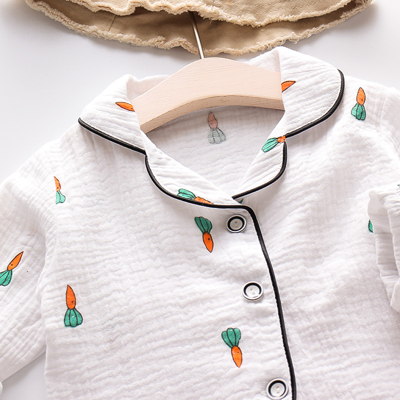 Factory Goods-CA56 Mufu Rui Children's Wear Early Autumn Long Korean Style Home Wear Pajamas Breathable Men's and Women's Suit Tide