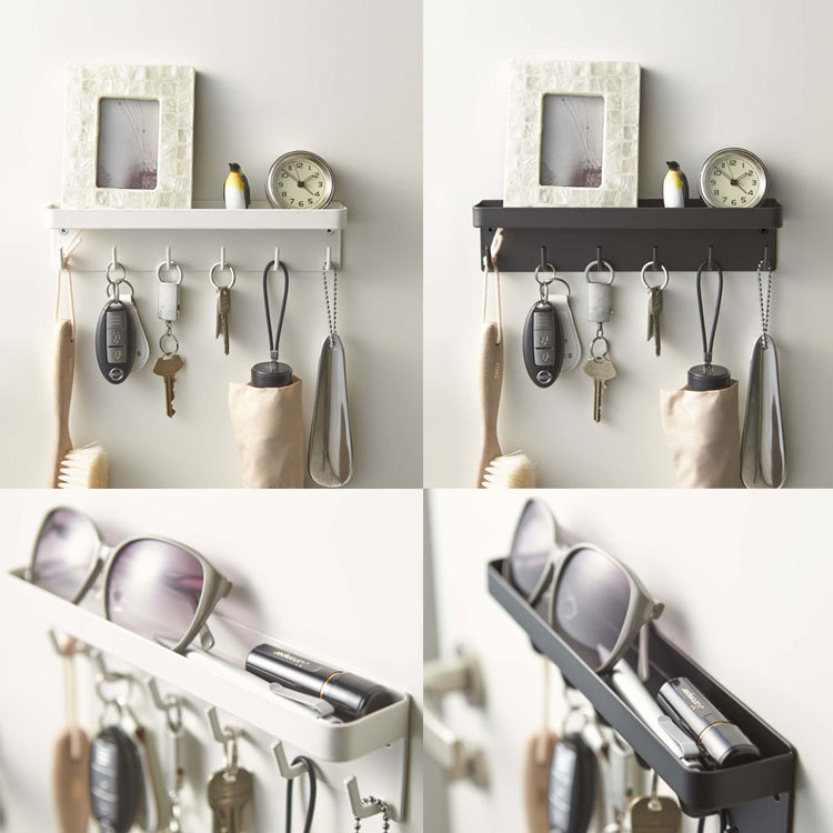 Wall-mounted key storage rack porch bedroom bathroom non-perforated magnetic suction door rear rack hook