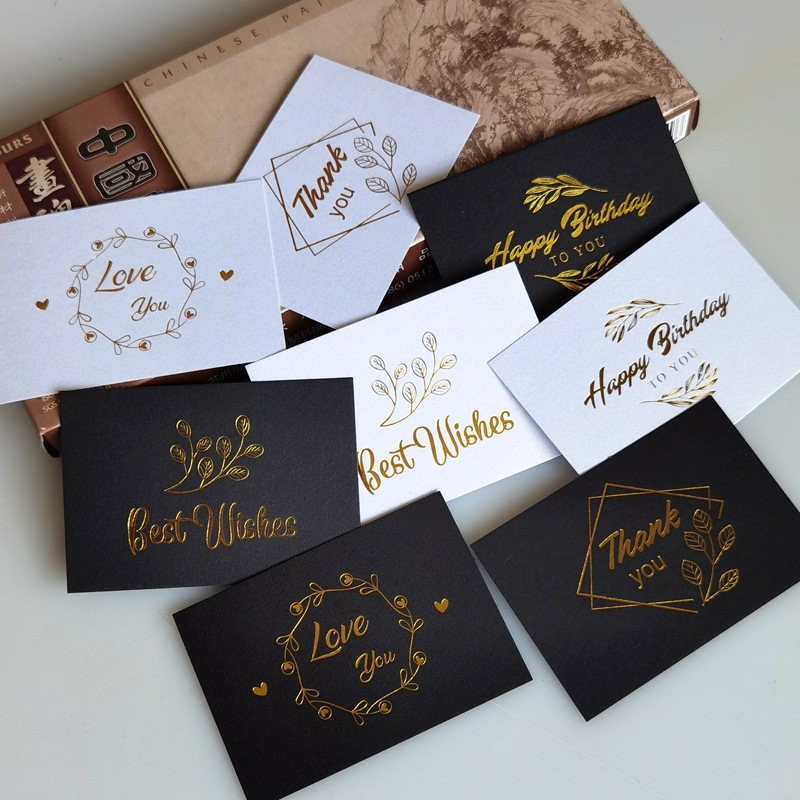 Creative blessing small card mini wedding thank you card message card gift box decorative card gilding flower greeting card