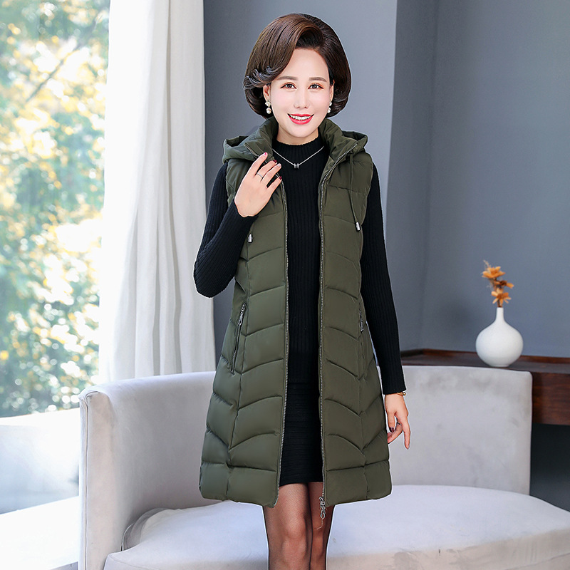 Mom's Autumn and Winter Clothes Cotton-padded Jacket Vest Women's Middle-aged and Old-aged Vest Large Size Middle-aged Vest Jacket Waistcoat