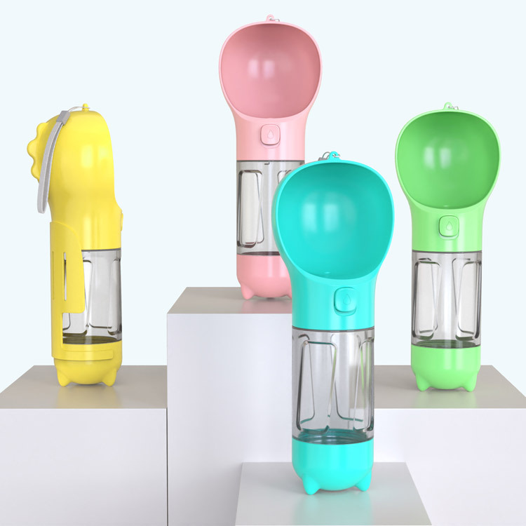 Pet Walking Cup Three Dogs Go Out Drinking Water Kettle with Garbage Bag Picker Pet Portable Water Cup