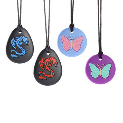 Silicone Butterfly Gum Manufacturers Children's Sensory Chewing Necklace Dragon Gum Molar Pendant Baby Molar Rod