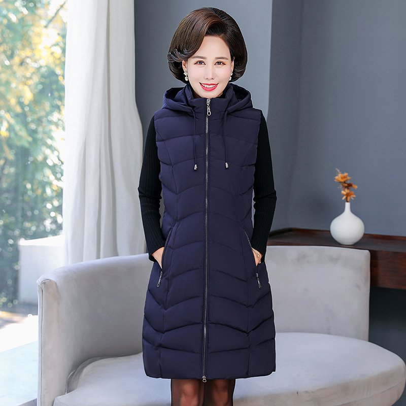 Mom's Autumn and Winter Clothes Cotton-padded Jacket Vest Women's Middle-aged and Old-aged Vest Large Size Middle-aged Vest Jacket Waistcoat
