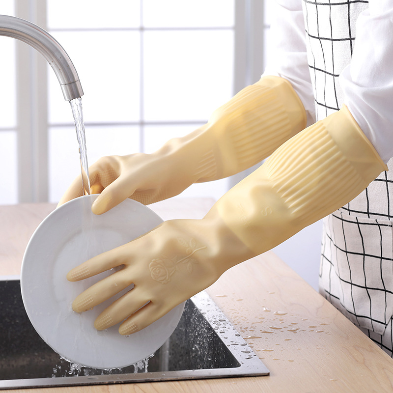 Rubber thick beef tendon latex gloves dishwashing waterproof non-slip wear-resistant durable work rubber plastic labor protection