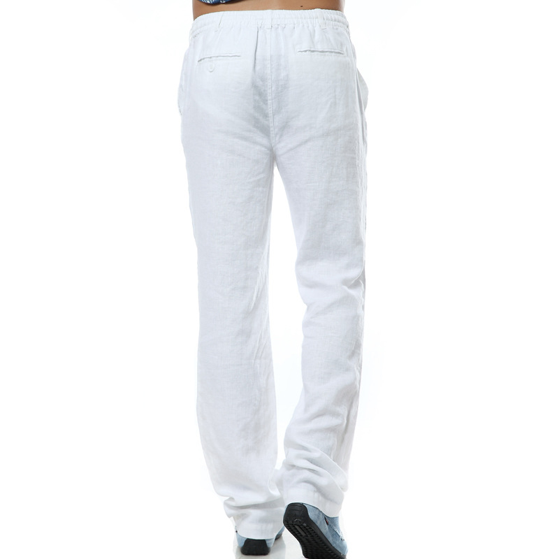 Linen casual pants men's loose plus fat summer thin elastic waist linen pants factory direct a generation of hair