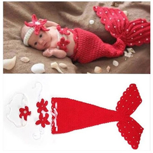 Handmade Mermaid Photography Clothing Handmade Knitted Photography Clothing Baby One Hundred Days Photography Clothing Baby Photography Props