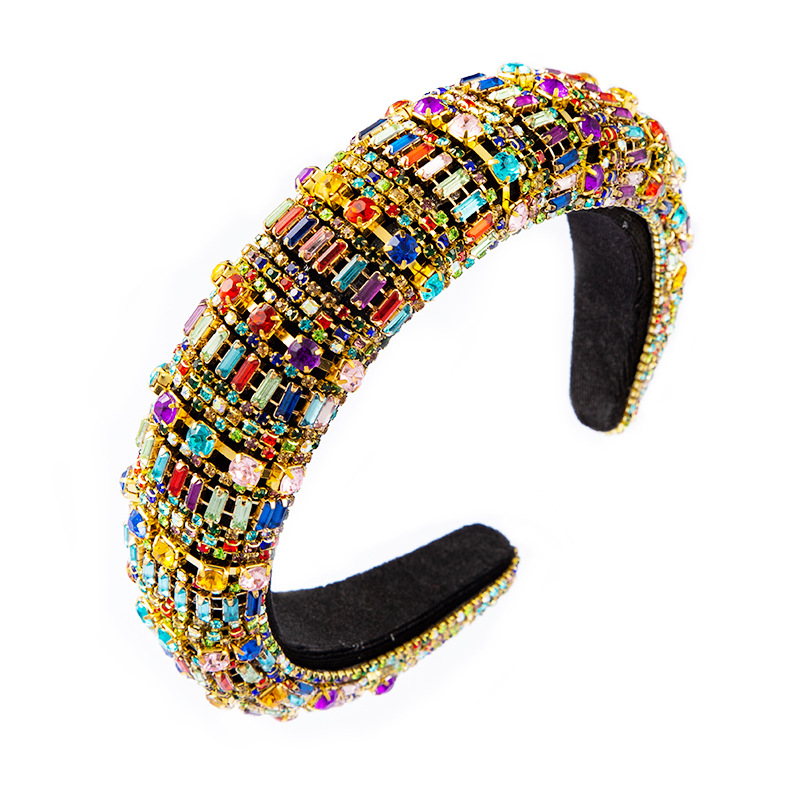 ins European and American Cross-border Baroque Internet Celebrity Sponge Rhinestone Headband Female ZA Same Style Party Temperament Headband Hair Accessories