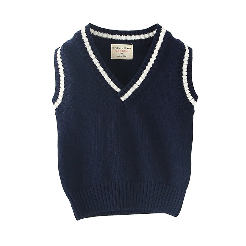 Autumn and winter plus velvet children's baby school uniform cotton sweater vest boys and girls knitted vest wholesale