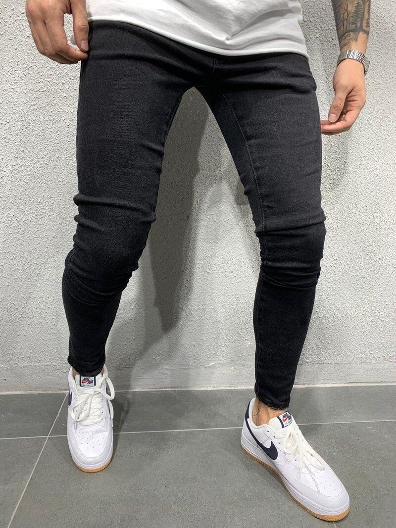 High quality European and American men's elastic tight skinny jeans foreign trade independent station Jindian four-color explosions