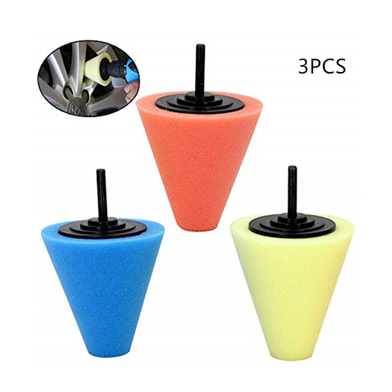 Wholesale car beauty details scratch polishing cone sponge polishing wheel hub Mesh sponge brush handle diameter 6mm