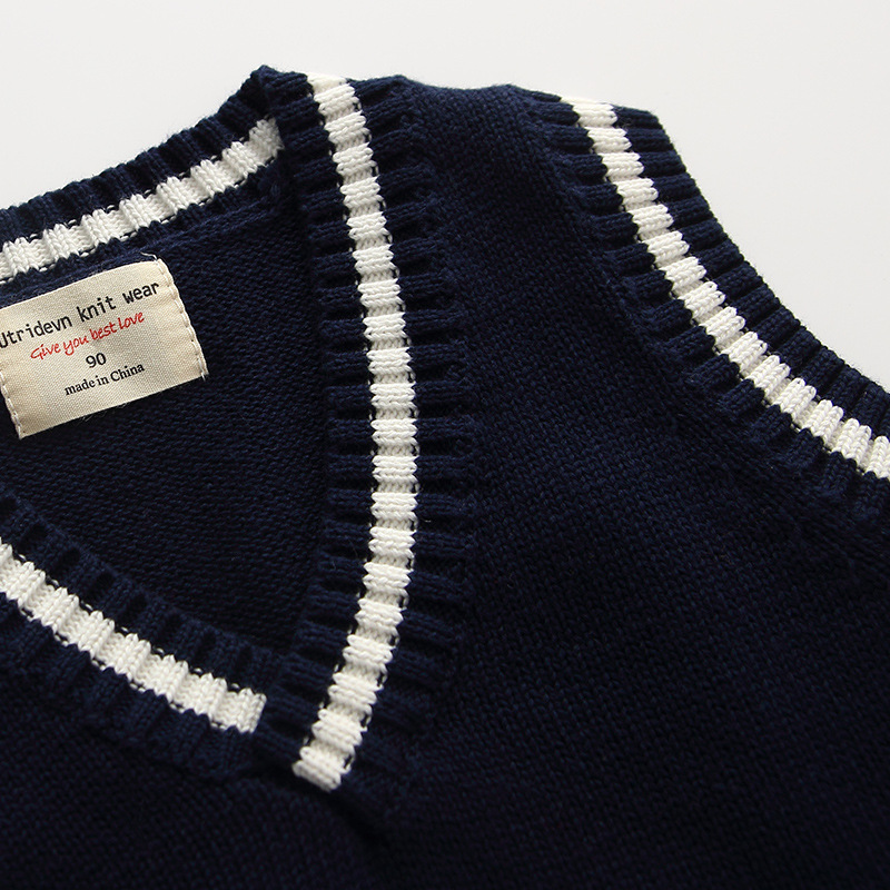 Autumn and winter plus velvet children's baby school uniform cotton sweater vest boys and girls knitted vest wholesale