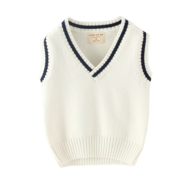 Autumn and winter plus velvet children's baby school uniform cotton sweater vest boys and girls knitted vest wholesale