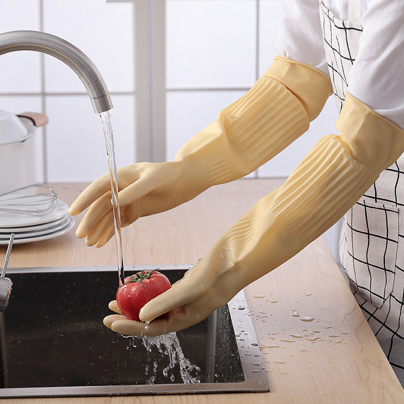 Rubber thick beef tendon latex gloves dishwashing waterproof non-slip wear-resistant durable work rubber plastic labor protection
