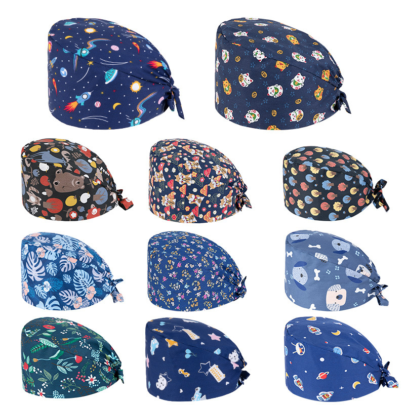 Cotton Printed Operating Room Hat Men's and Women's Oral Dental Doctor Hat Nurse Hat Food Chemotherapy Bag Tapis Hat