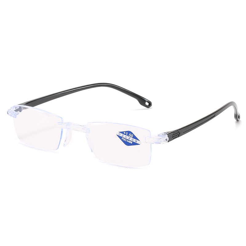 New Anti-blue Light Presbyoscopic Glasses Rimless Diamond Cut-edge Elderly Mirror Automatic Zoom Middle-aged HD Glasses