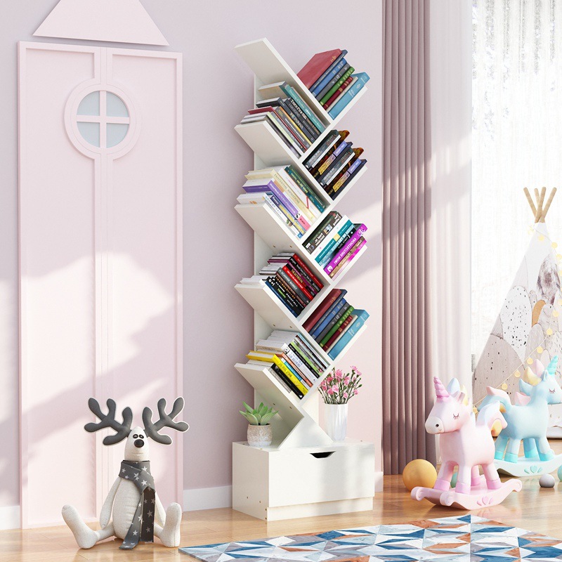 Floor Book Shelf Household Simple Small Bookcase Simple Economical Student Tree-shaped Storage Rack for Living Room