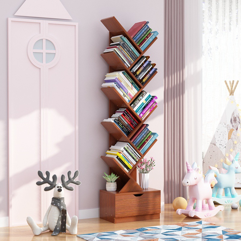 Floor Book Shelf Household Simple Small Bookcase Simple Economical Student Tree-shaped Storage Rack for Living Room