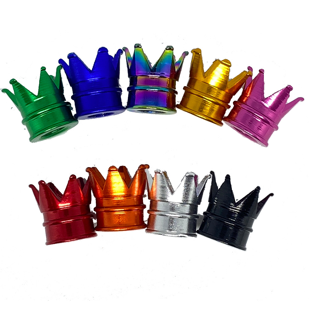 Cross-border exclusive for creative crown car tire valve colorful crown valve cap aluminum alloy dust cap