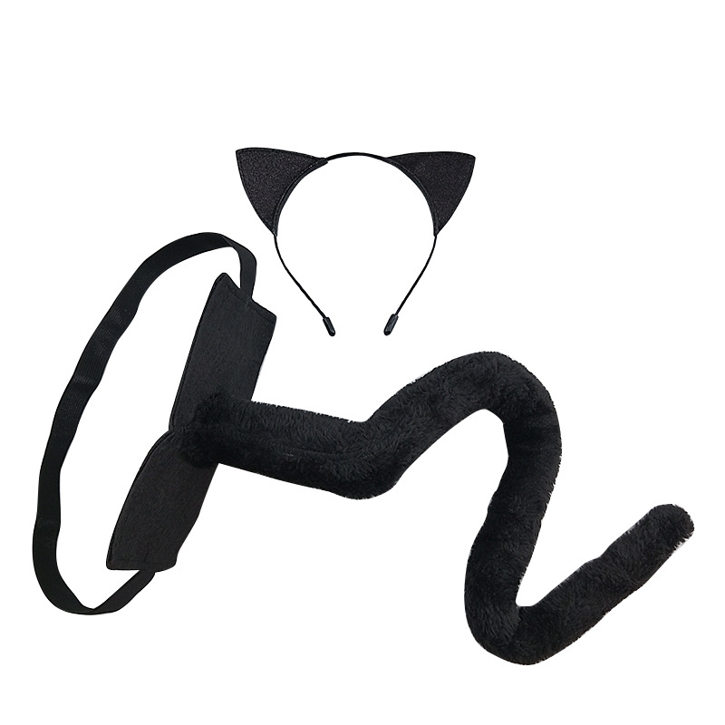 Cross-border Source Animal Headwear Halloween Cat Ear Hair Band Cute Adult Plush Tail suit Dress Up Female