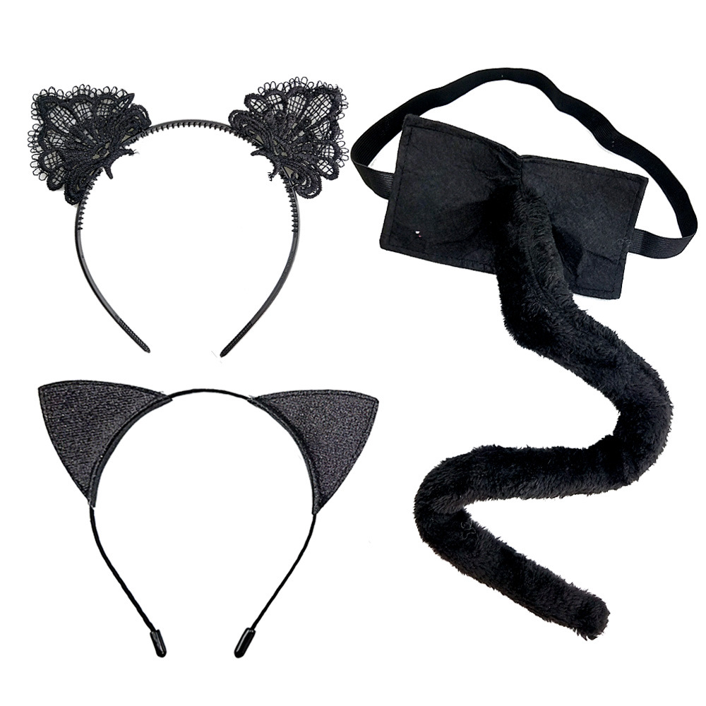 Cross-border Source Animal Headwear Halloween Cat Ear Hair Band Cute Adult Plush Tail suit Dress Up Female
