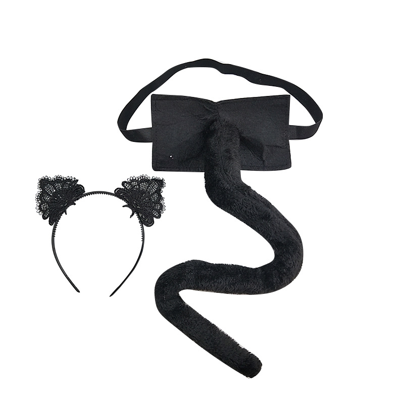 Cross-border Source Animal Headwear Halloween Cat Ear Hair Band Cute Adult Plush Tail suit Dress Up Female