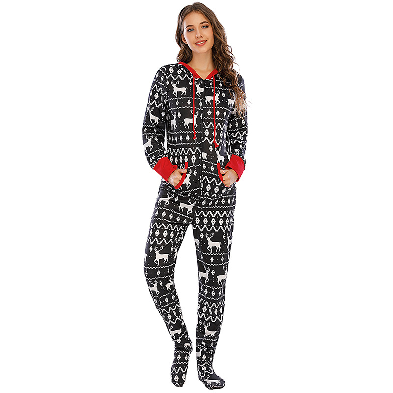 One-piece printing Amazon ebay spring/summer printing new wish home wear pajamas New Festival parent-child wear