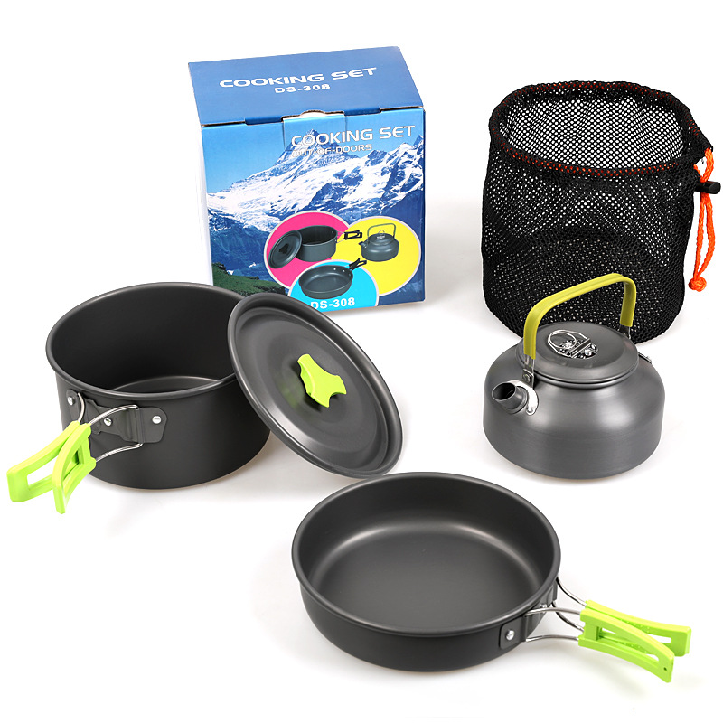 Outdoor teapot set pot with accessories DS-308 set pot combination aluminum oxide material portable camping pot set teapot