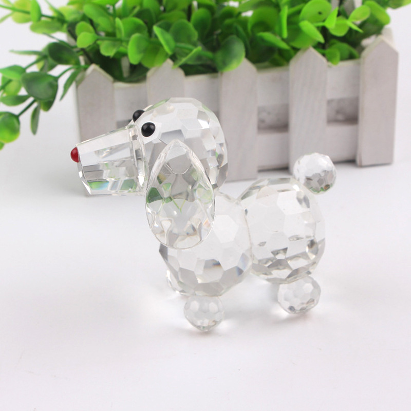 Crystal handicraft decorative piece, creative small animal crystal ornament, car interior crystal puppy decoration