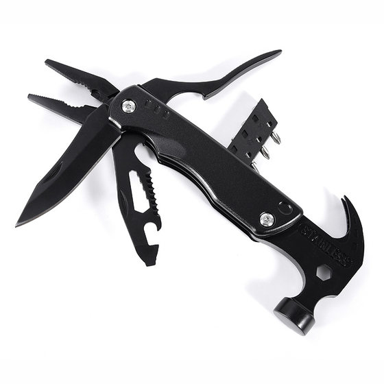 In stock multi-function claw hammer pliers outdoor camping nail Hammer Multi-Purpose Folding tool knife pliers life-saving hammer