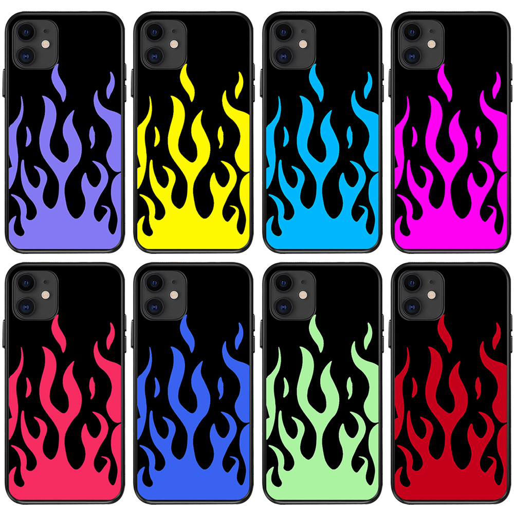 適用iPhone15跨境XR綠色火焰手機殼green Flames  phone case