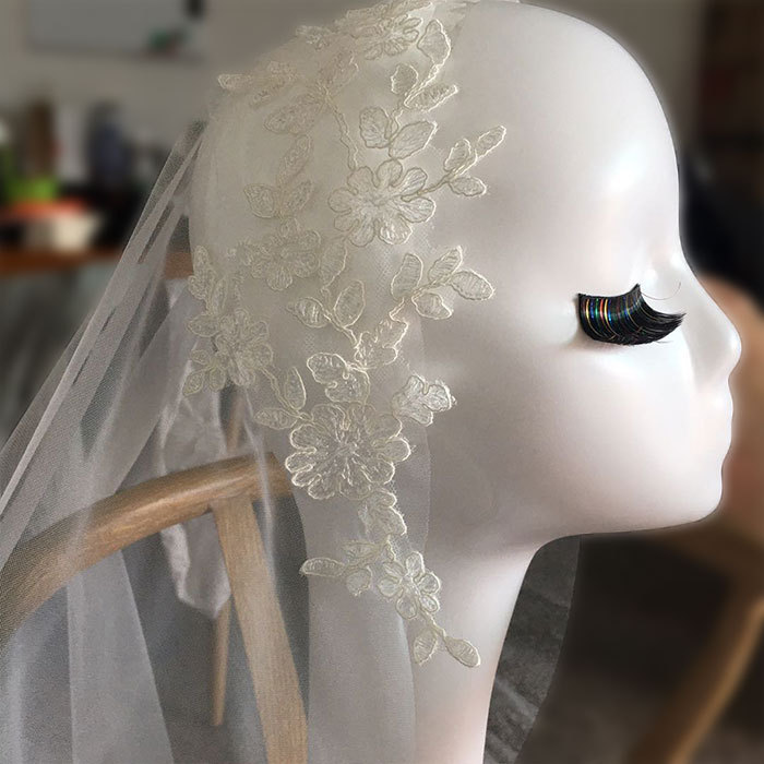 Foreign Trade European and American 2020 All-match Bride Single-layer Soft Yarn Travel Photo Wedding Dress Short Lace Veil Accessories for Women