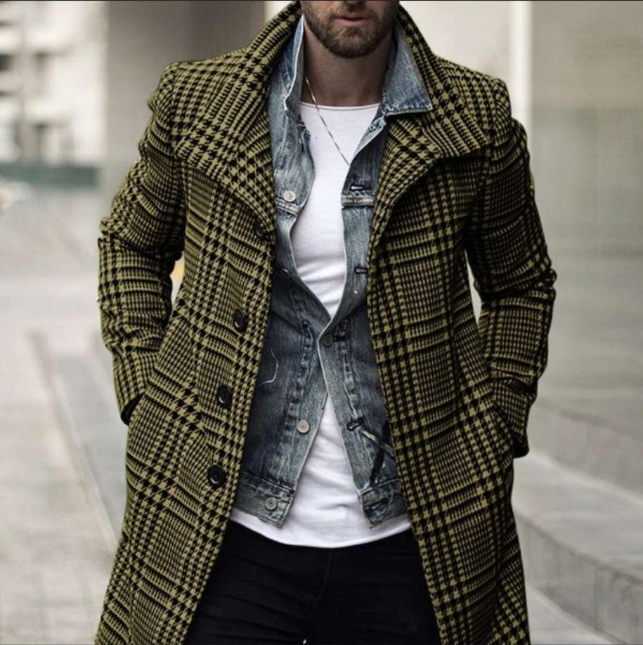 2020 autumn and winter New Amazon Europe and the United States cross-border spot fashion Plaid lapel coat long coat