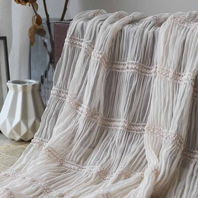 Three-dimensional hydrangea crocheted chiffon striped fabric breathable tulle embroidered wrinkled women's dress spring and summer fabric