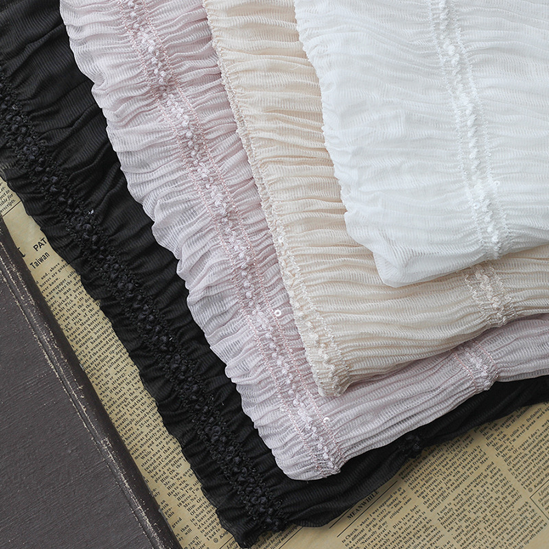 Three-dimensional hydrangea crocheted chiffon striped fabric breathable tulle embroidered wrinkled women's dress spring and summer fabric