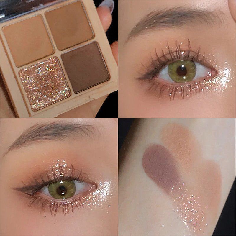 Baim four-color eye shadow plate super hot earth color pearlescent matte glitter waterproof Internet red cheap Chinese goods