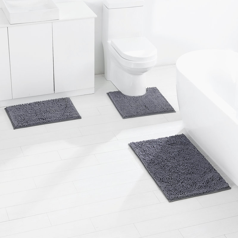 Cross-border chenille mat bathroom three-piece absorbent long hair carpet toilet bathroom mat set a generation of hair