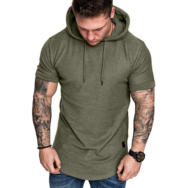 Cross-border 2024 New T-shirt Men's Short-sleeved T-shirt Foreign Trade European Size Casual T-shirt Sports Hoodie Men's Hoodie